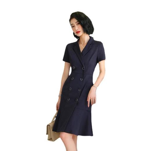 娜璐多 休闲OL通勤连衣裙女短袖时尚气质西装裙2023夏新款法式赫本小黑裙 商品图4