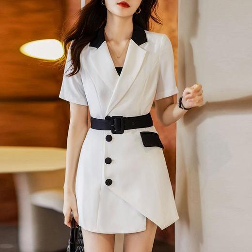 娜璐多 女神范OL气质显瘦西装裙夏季小个子轻奢高级感通勤收腰白色连衣裙 商品图0