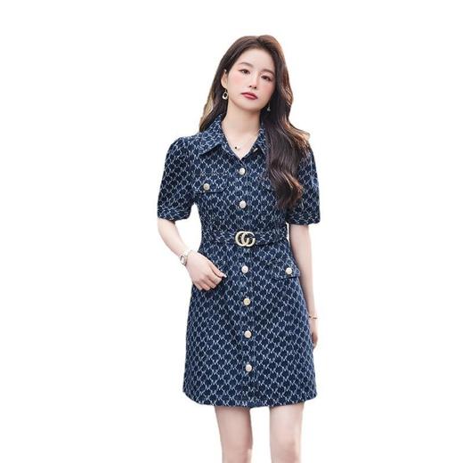 娜璐多 法式牛仔连衣裙女装夏季2023新款收腰显瘦气质裙子高级感A字裙 商品图4