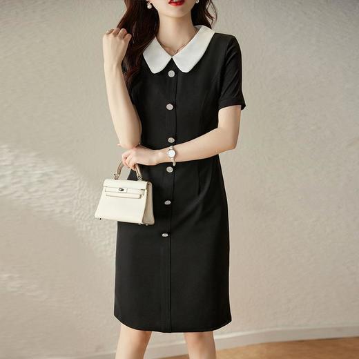 娜璐多 白色短袖连衣裙女2023夏季新款高级感温柔风名媛气质收腰通勤裙子 商品图3