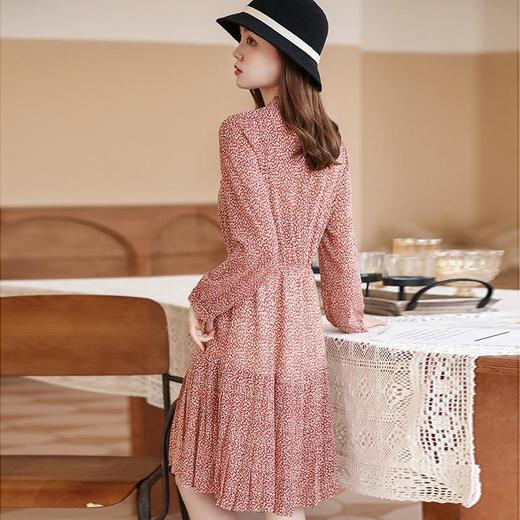 娜璐多 碎花连衣裙女式春秋装2023年新款气质别致收腰显瘦设计感小众裙子 商品图3