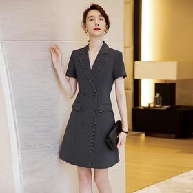 娜璐多 高级感通勤西装连衣裙女拼接收腰显瘦裙子2023夏季新款轻熟气质女