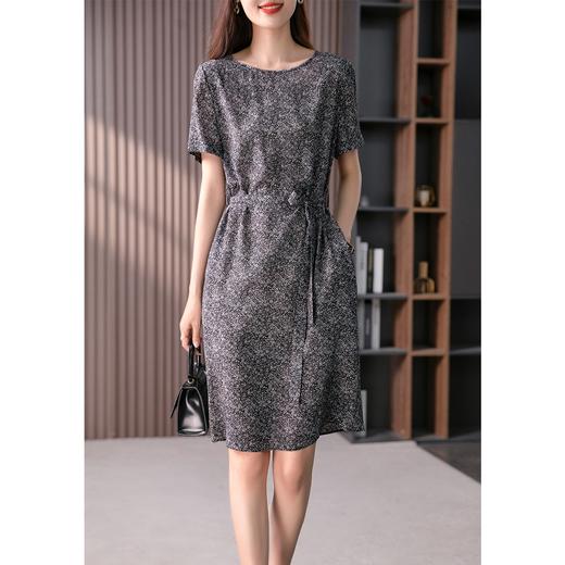 【现货7天】法式复古真丝连衣裙女2023夏季新款收腰显瘦中长款桑蚕丝裙子 商品图0