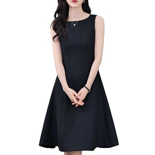 娜璐多 黑色连衣裙气质显瘦无袖裙子2023早秋新款高级感A字高腰裙背心裙 商品图4