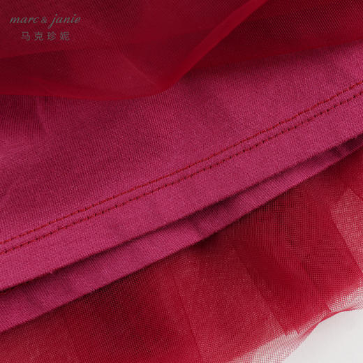 马克珍妮秋装新款 女童趣味满印裙子网纱拼接连衣裙231587 商品图4