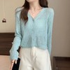 【V领针织开衫】秋季长袖短款小外套   纯色修身显高上衣  莫兰迪色系 商品缩略图6