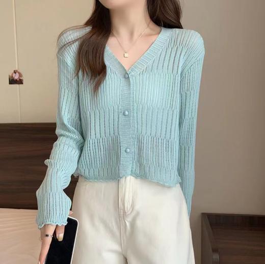 【V领针织开衫】秋季长袖短款小外套   纯色修身显高上衣  莫兰迪色系 商品图6