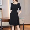 娜璐多 2023新款夏季连衣裙女短袖职业装韩版收腰修身带口袋气质优雅裙子 商品缩略图1