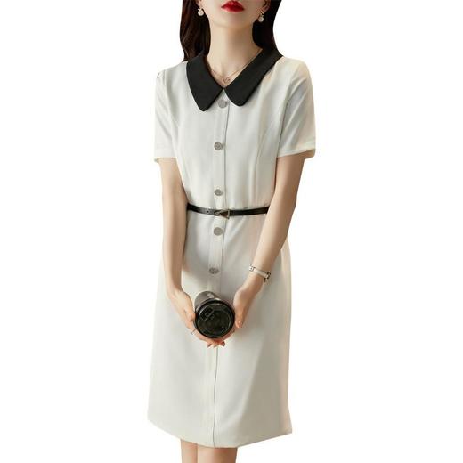 娜璐多 白色短袖连衣裙女2023夏季新款高级感温柔风名媛气质收腰通勤裙子 商品图4