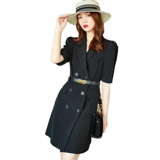 娜璐多 韩版西装连衣裙女夏季新款高级感西装裙收腰显瘦气质白色衬衣裙子 商品图4