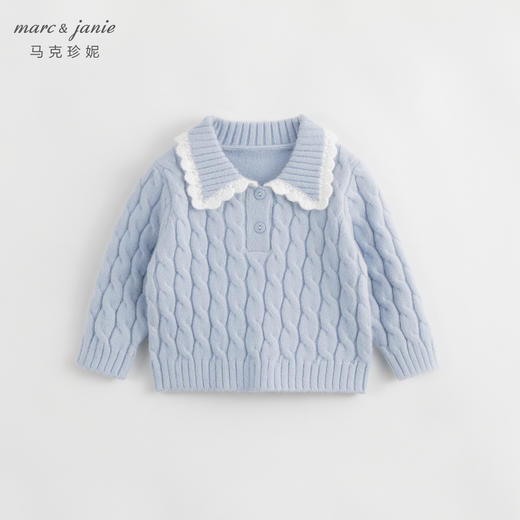 【抗起球】马克珍妮秋冬新款 女童北极绒花边领针织毛衣 231955 商品图2
