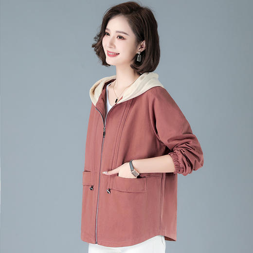 2023年新款女时尚撞色连帽中年妈妈春秋外套HTN-E05-1353 商品图4