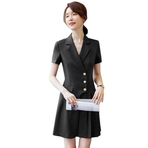 娜璐多 时尚短袖西装连衣裙女OL通勤气质职业裙收腰百褶裙高级感女神范 商品图4