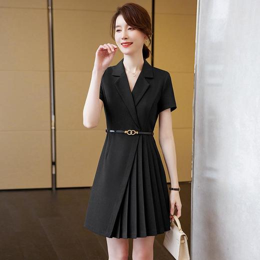 娜璐多 通勤短袖西装连衣裙女工作服OL气质职业裙收腰百褶裙高级感气质女 商品图3
