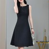 娜璐多 黑色连衣裙气质显瘦无袖裙子2023早秋新款高级感A字高腰裙背心裙 商品缩略图1