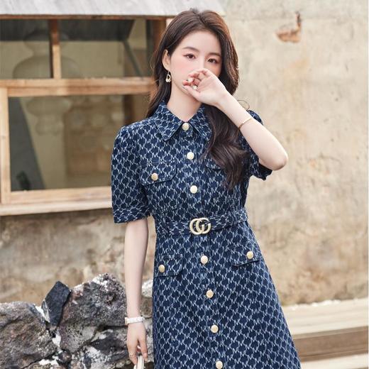 娜璐多 法式牛仔连衣裙女装夏季2023新款收腰显瘦气质裙子高级感A字裙 商品图3