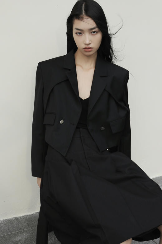 西装压褶短裙 商品图0