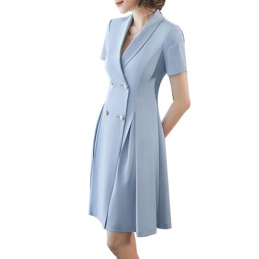 娜璐多 法式西装连衣裙女2023年夏季新款双排扣收腰显瘦OL职业通勤A字裙 商品图4