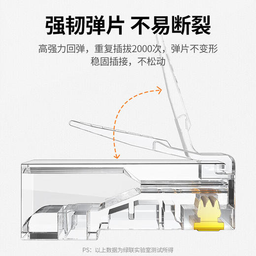 【DZ】绿联UGREEN超五类水晶头非屏蔽 100个装30U加厚镀金30156 商品图3