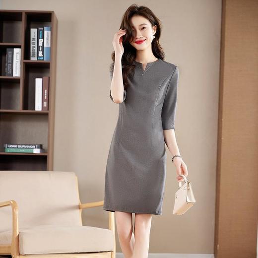 娜璐多 职业装连衣裙女夏季2023新款高级感中袖气质收腰七分袖通勤风裙子 商品图2