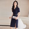 娜璐多 蓝色连衣裙女夏季新款气质高级感时尚藏青色裙高腰OL开叉中裙女 商品缩略图3