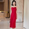 娜璐多 仿醋酸法式吊带连衣裙女夏季薄款性感收腰高级感内搭修身裙子气质 商品缩略图1
