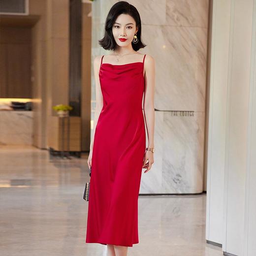 娜璐多 仿醋酸法式吊带连衣裙女夏季薄款性感收腰高级感内搭修身裙子气质 商品图1