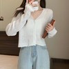 【V领针织开衫】秋季长袖短款小外套   纯色修身显高上衣  莫兰迪色系 商品缩略图5