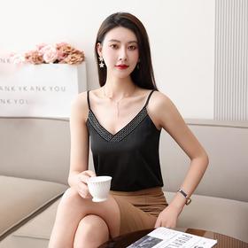 娜璐多 细绳小吊带背心女2023春秋设计感打底内搭无袖上衣女时尚仿真丝