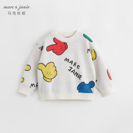 马克珍妮秋冬新款 男童儿童趣味提花圆领针织衫毛衣 231831 商品图2