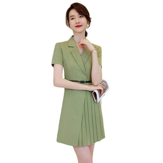 娜璐多 通勤短袖西装连衣裙女工作服OL气质职业裙收腰百褶裙高级感气质女 商品图4