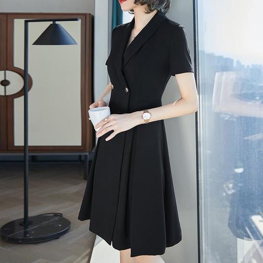 娜璐多 法式西装连衣裙女2023年夏季新款双排扣收腰显瘦OL职业通勤A字裙 商品图1