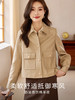 【专属特惠】熙世界卡其色皮衣短外套女秋季2025新款宽松小个子机车皮夹克上衣 商品缩略图1