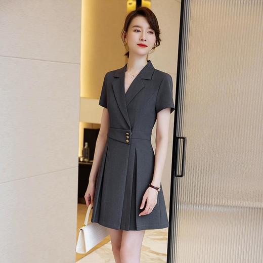 娜璐多 夏款西装连衣裙女职业装气质女神范高级感百褶裙OL收腰显瘦薄款夏 商品图2