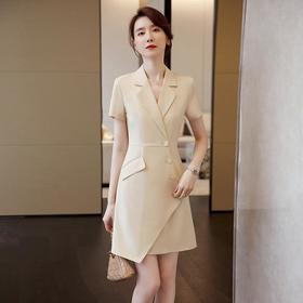 娜璐多 高端职业装连衣裙夏季薄款2023新款不规则女神范裙子OL通勤风轻熟