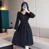 奢姿2024春秋季新款大码女装灯笼袖花边裙子胖妹妹气质V领连衣裙9933825895 商品缩略图0