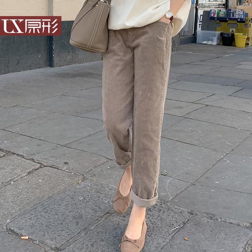 【现货7天】卡其休闲裤女2023春季新款韩版宽松显瘦舒适直筒灯芯绒长裤子 商品图0