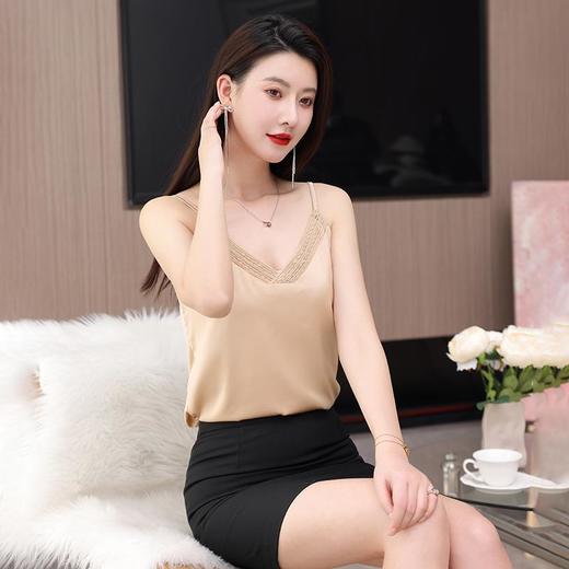 娜璐多 细绳小吊带背心女2023春秋设计感打底内搭无袖上衣女时尚仿真丝 商品图3