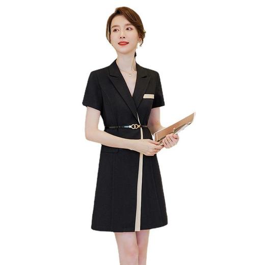 娜璐多 拼接撞色短袖西装连衣裙女夏季职业装气质女神OL2023新款裙子轻熟 商品图4