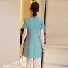娜璐多 绿色连衣裙女短袖2023夏季新款高级感职业修身显瘦烫钻西装裙轻熟 商品缩略图3