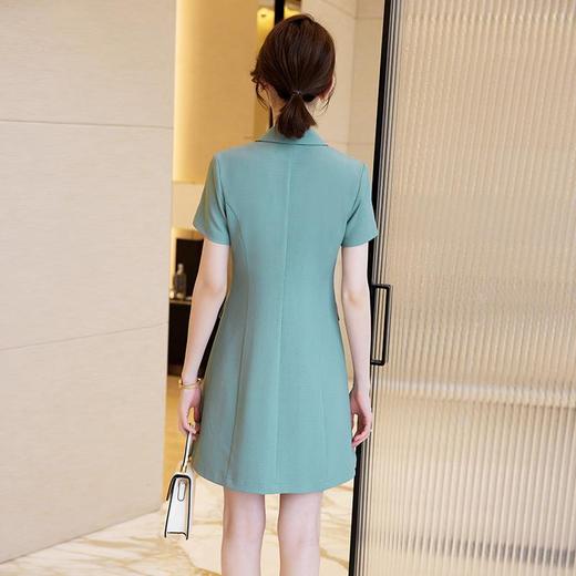 娜璐多 绿色连衣裙女短袖2023夏季新款高级感职业修身显瘦烫钻西装裙轻熟 商品图3