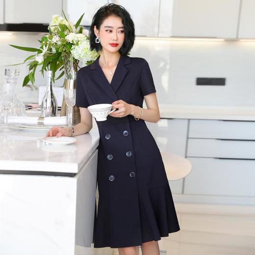 娜璐多 休闲OL通勤连衣裙女短袖时尚气质西装裙2023夏新款法式赫本小黑裙 商品图3