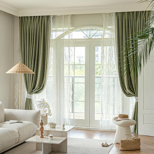 #午后巴黎纱#金蝉重工提花刺绣荷叶花边蕾丝纱帘 商品图3