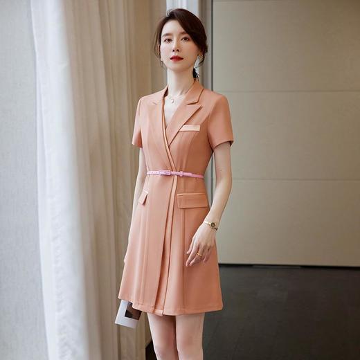娜璐多 拼接撞色短袖西装连衣裙女夏季职业装气质女神OL2023新款裙子轻熟 商品图3
