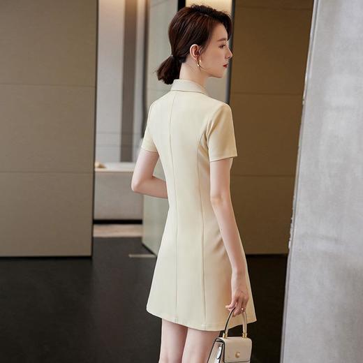 娜璐多 时尚短袖西装连衣裙女OL通勤气质职业裙收腰百褶裙高级感女神范 商品图3