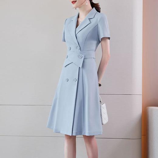 娜璐多 浅蓝连衣裙女2023年夏季气质高级感通勤ol风格高端新款西装裙女神 商品图3