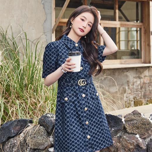 娜璐多 法式牛仔连衣裙女装夏季2023新款收腰显瘦气质裙子高级感A字裙 商品图2
