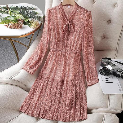 娜璐多 碎花连衣裙女式春秋装2023年新款气质别致收腰显瘦设计感小众裙子 商品图2