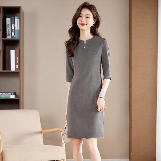 娜璐多 职业装连衣裙女夏季2023新款高级感中袖气质收腰七分袖通勤风裙子 商品图1