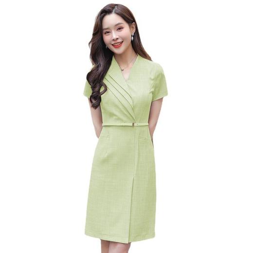 娜璐多 高级感短袖连衣裙薄款2023新款设计感褶皱A字裙收腰包臀裙送腰带 商品图4